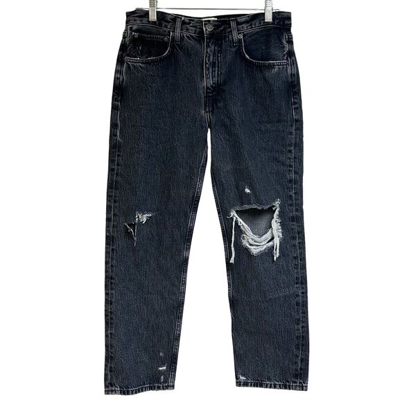 Etica Denim - Etica Jeans Rhea Midrise Straight Crop Distressed Black grunge goth Size 27